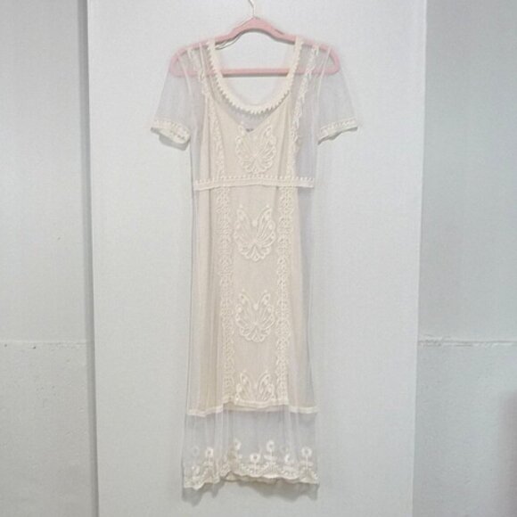 ZARA SIZE SMALL VICTORIAN TULLE EMBROIDERED DRESS - Picture 1 of 12